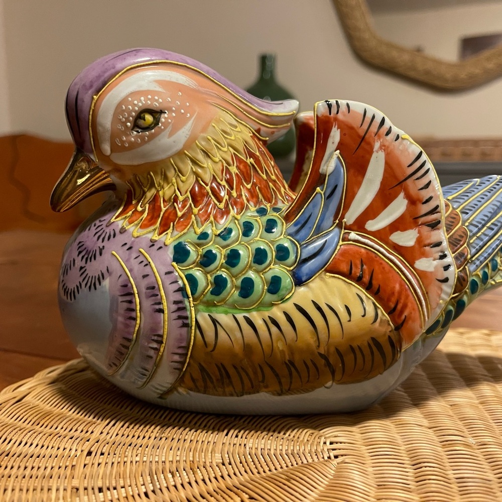 Japanese antique Kutani-Yaki Porcelain Okimono ornament ducks (SET of 2)